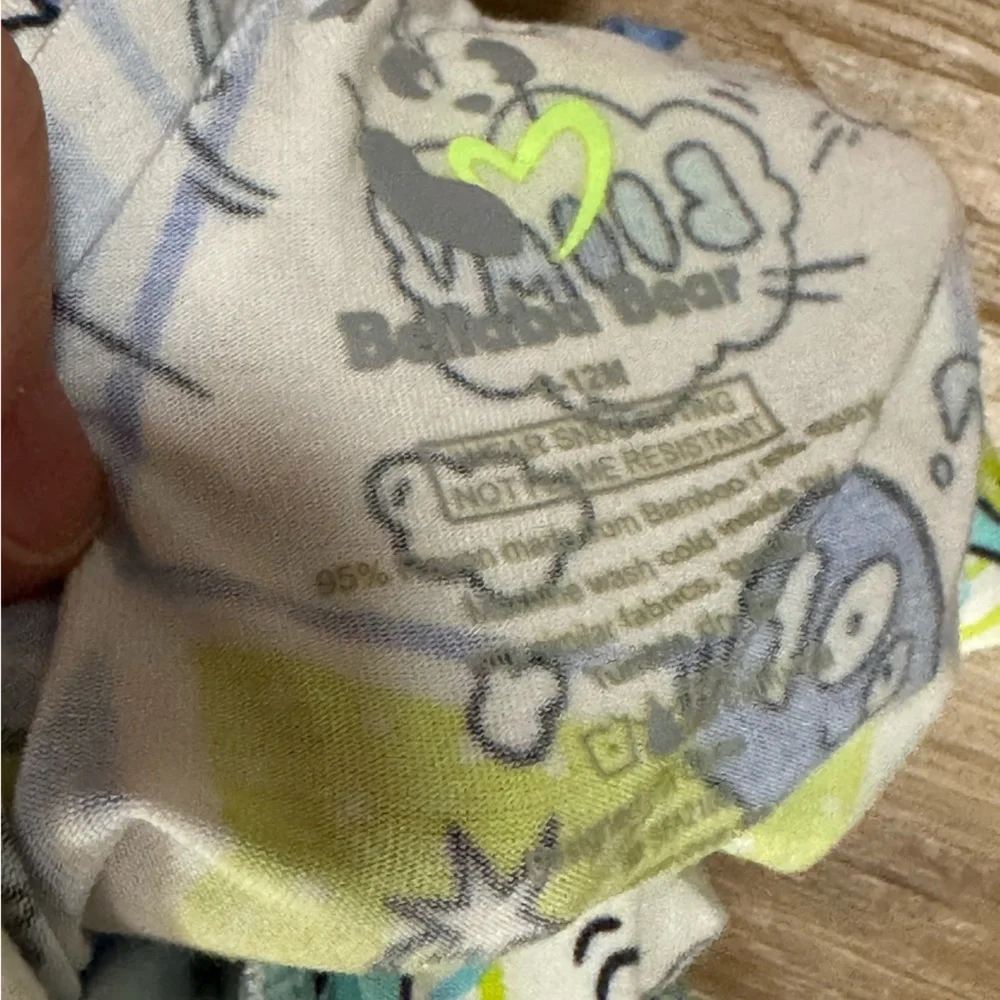 Bellabu Bear Kids' Comic Blue Fitted Convertible Footie Pajamas